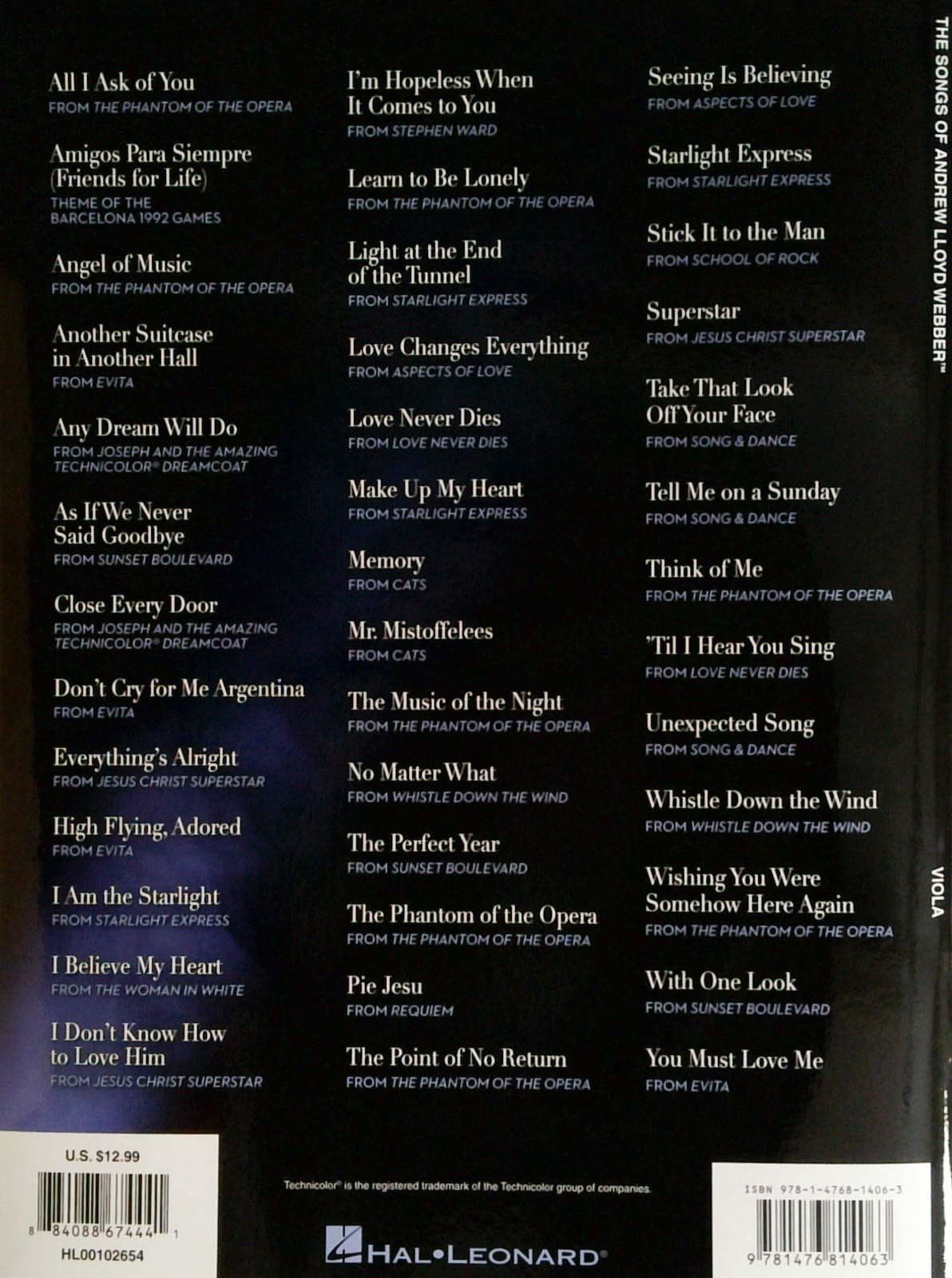 The Songs of Andrew Lloyd Webber for Viola - Image 2