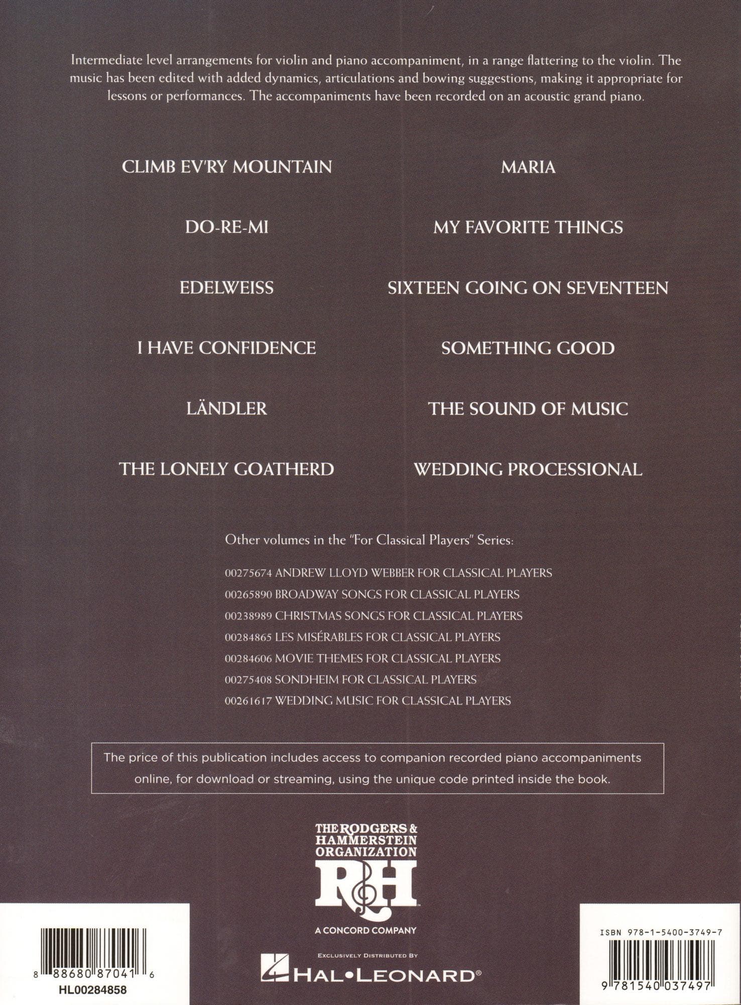 The Sound of Music for Classical Players - Violin and Piano - with Online Audio Accompaniment/Sheet Music - Hal Leonard - Image 4