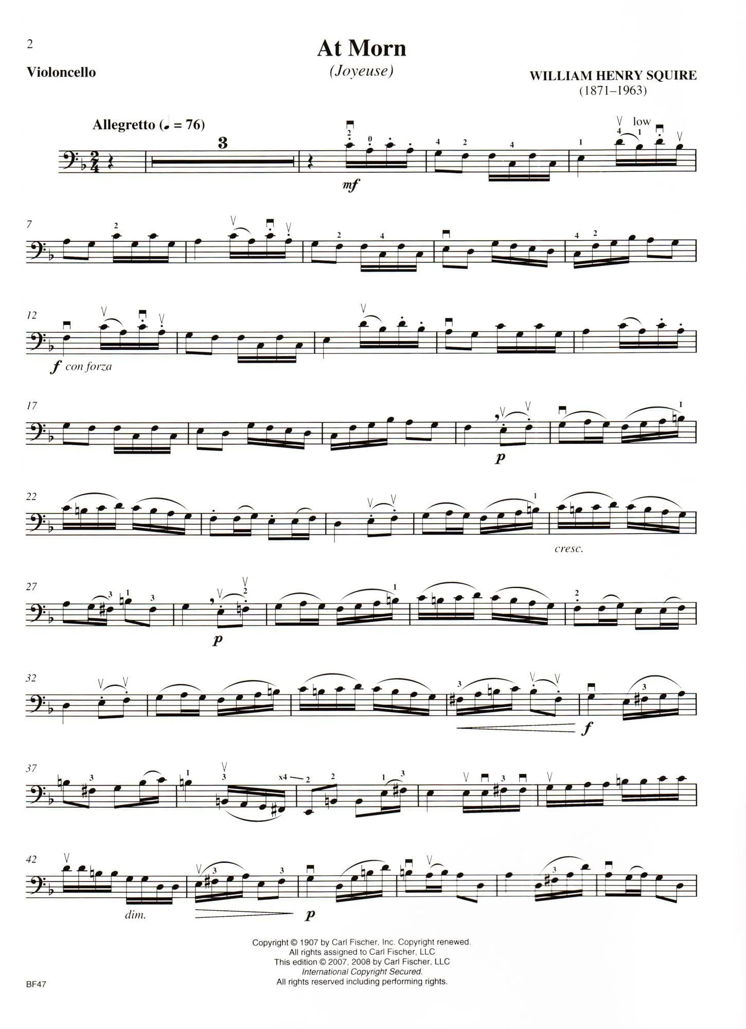 The Squire Cello Solo Collection - 8 Pieces by William Henry Squire - for Cello and Piano or Audio Accompaniment - Carl Fischer - Image 5