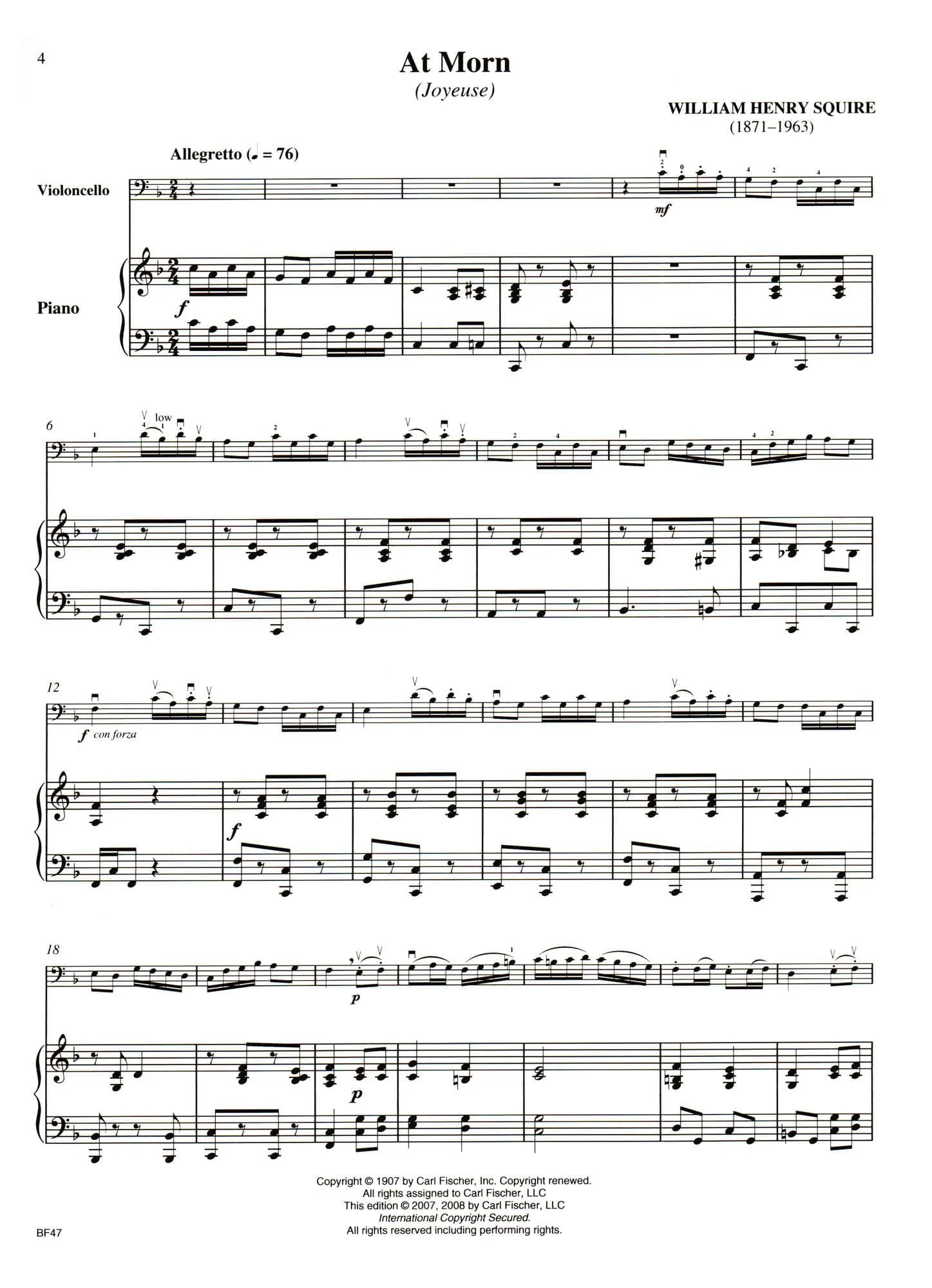 The Squire Cello Solo Collection - 8 Pieces by William Henry Squire - for Cello and Piano or Audio Accompaniment - Carl Fischer - Image 6
