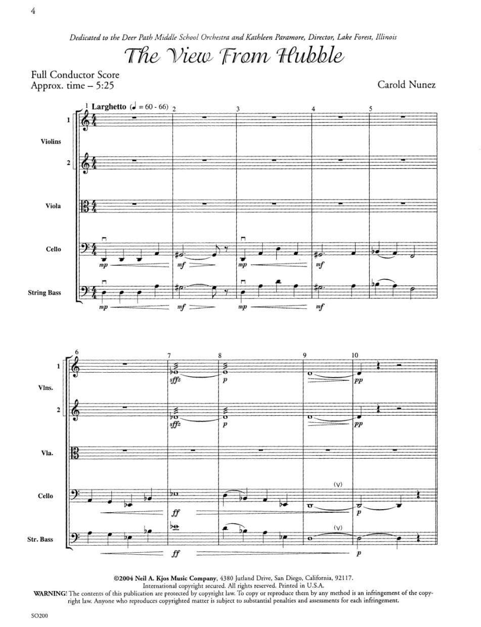 The View from Hubble, for String Orchestra By Carold Nunez Published by Neil A Kjos Music Company - Image 2