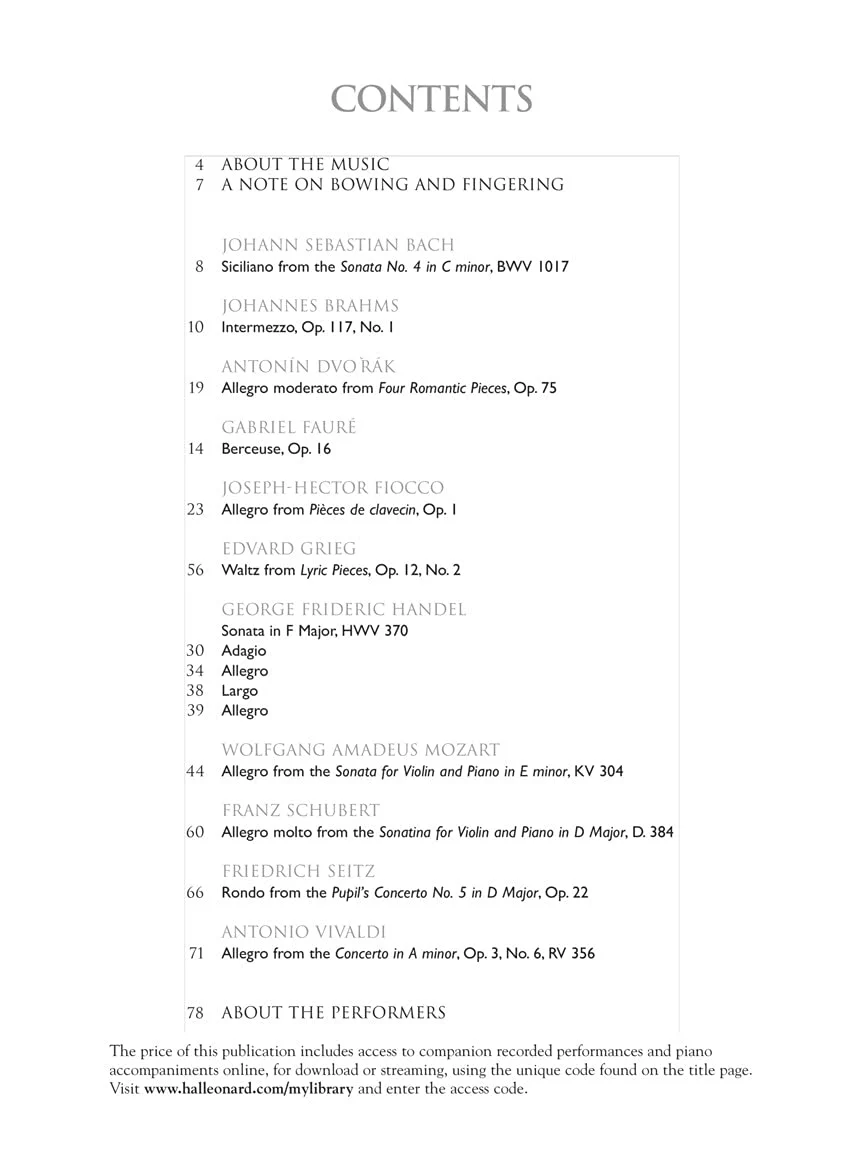 The Violin Collection 11 Pieces by 11 Composers - Violin and Piano, with Accompaniment CD - published by G Schirmer - Image 2