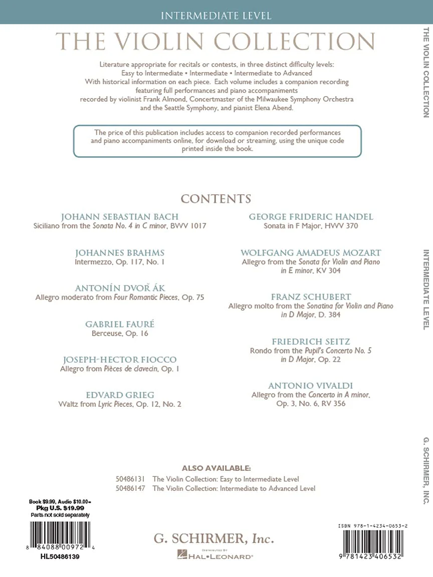 The Violin Collection 11 Pieces by 11 Composers - Violin and Piano, with Accompaniment CD - published by G Schirmer - Image 4