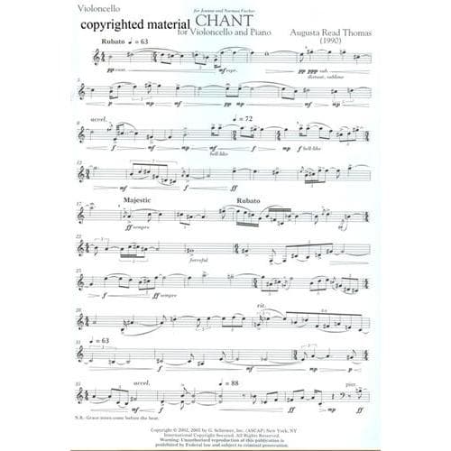 Thomas, Augusta Read - Chant for Cello and Piano Published by G Schirmer - Image 2
