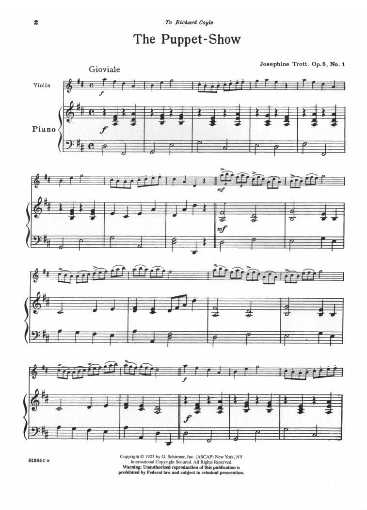Trott, Josephine - The Puppet Show, Op 5 No 1 - Violin and Piano - Schirmer - Image 2