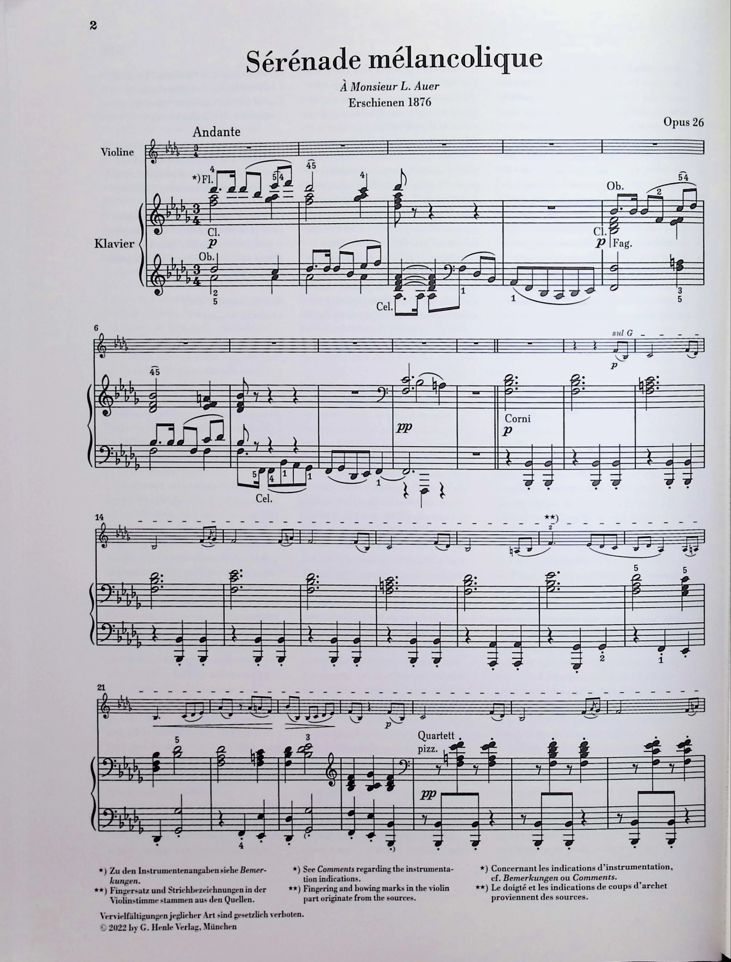 Tschaikowsky, Peter - Works for Violin and Piano - Edited by Komarov - G. Henle Verlag - Image 3