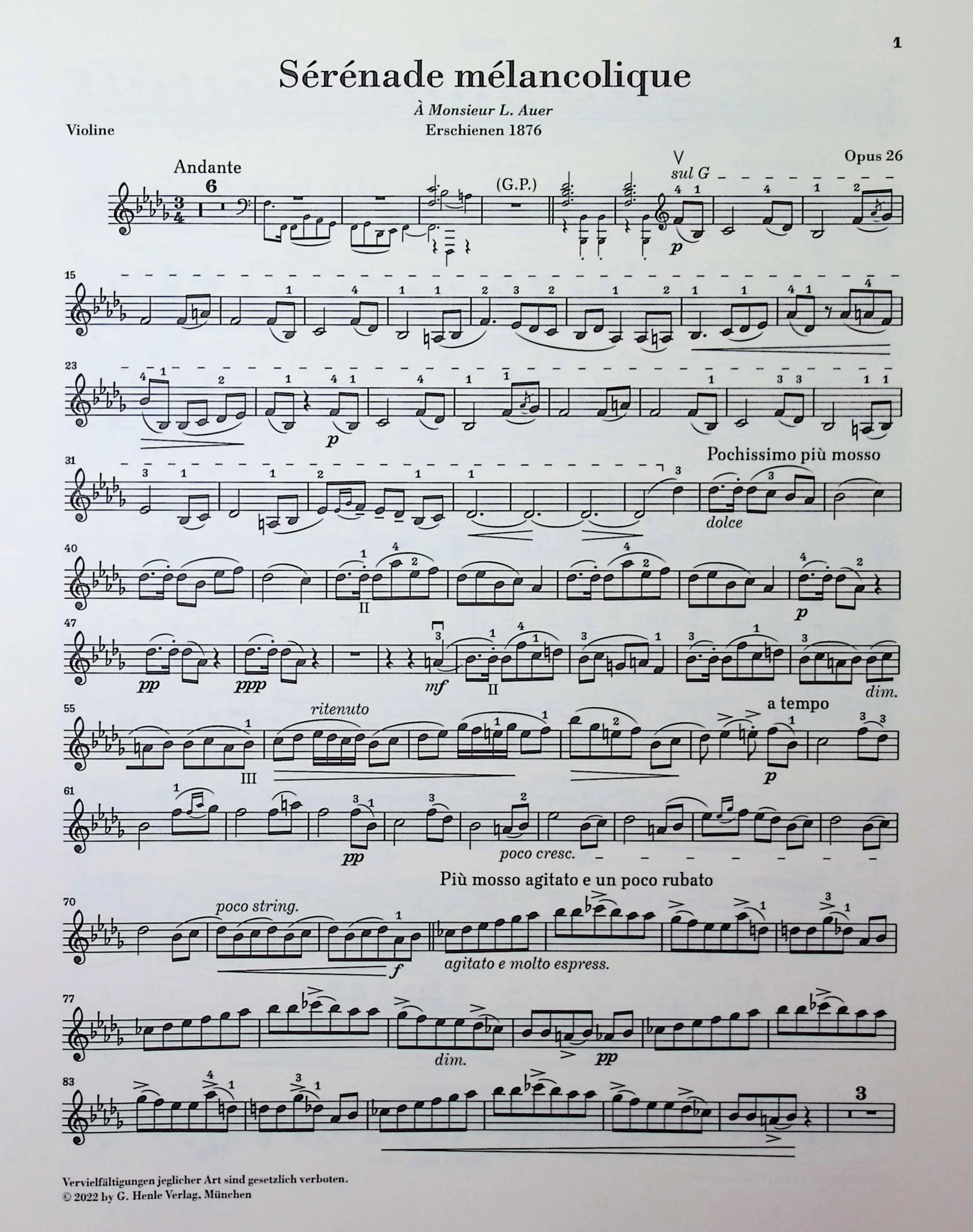 Tschaikowsky, Peter - Works for Violin and Piano - Edited by Komarov - G. Henle Verlag - Image 4