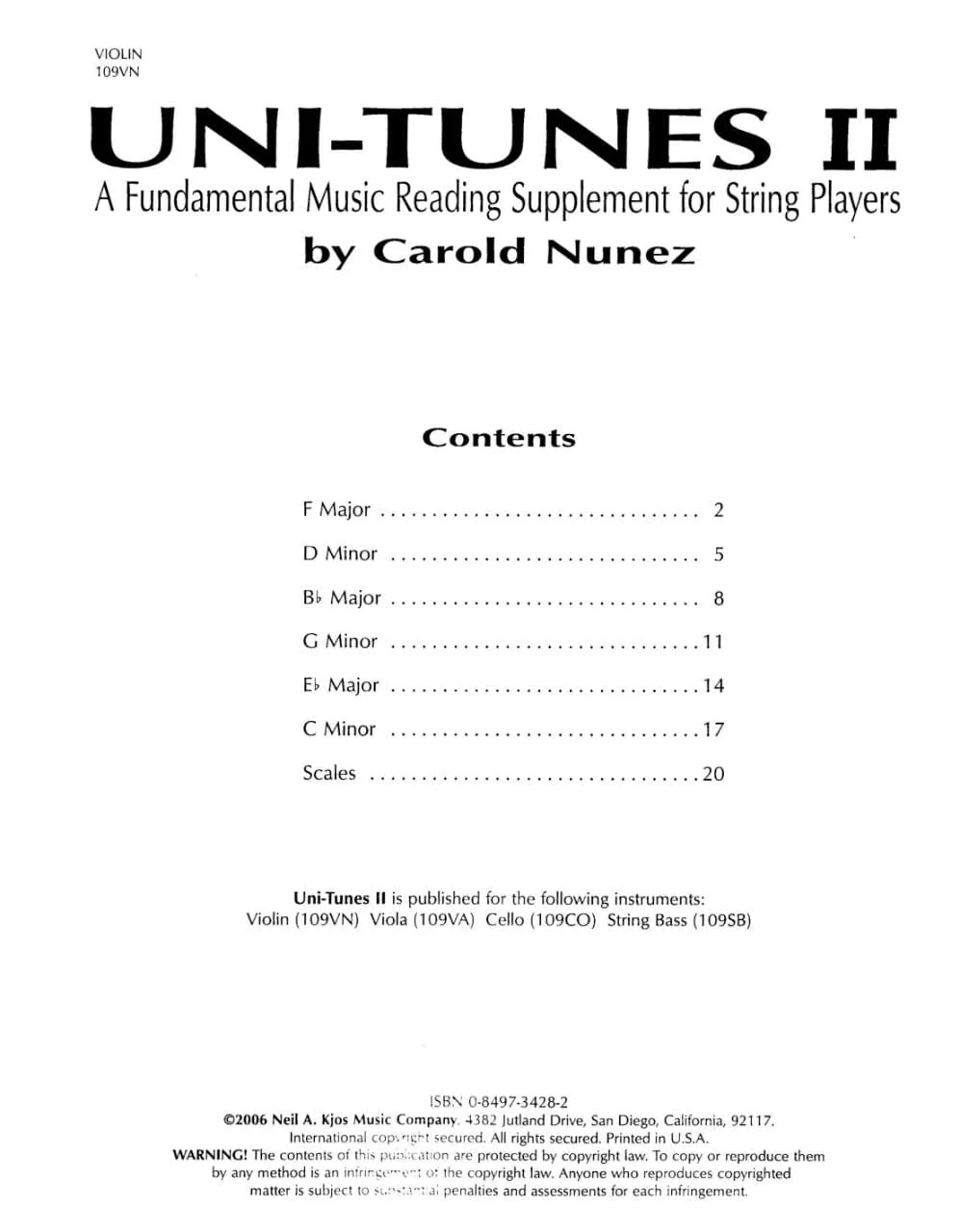 Uni-Tunes II Fundamental Reading Supplement-Violin By Carol Nunez Published by Neil A Kjos Music Company - Image 2