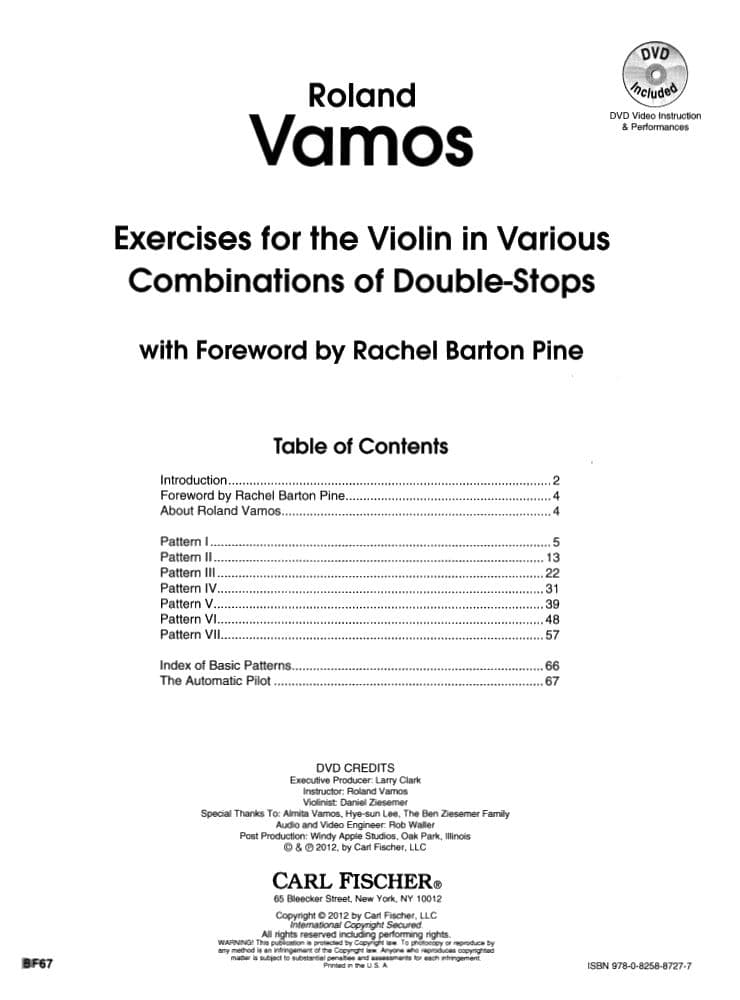 Vamos, Roland - Exercises for the Violin in Various Combinations of Double-Stops - Carl Fischer Edition - Image 2