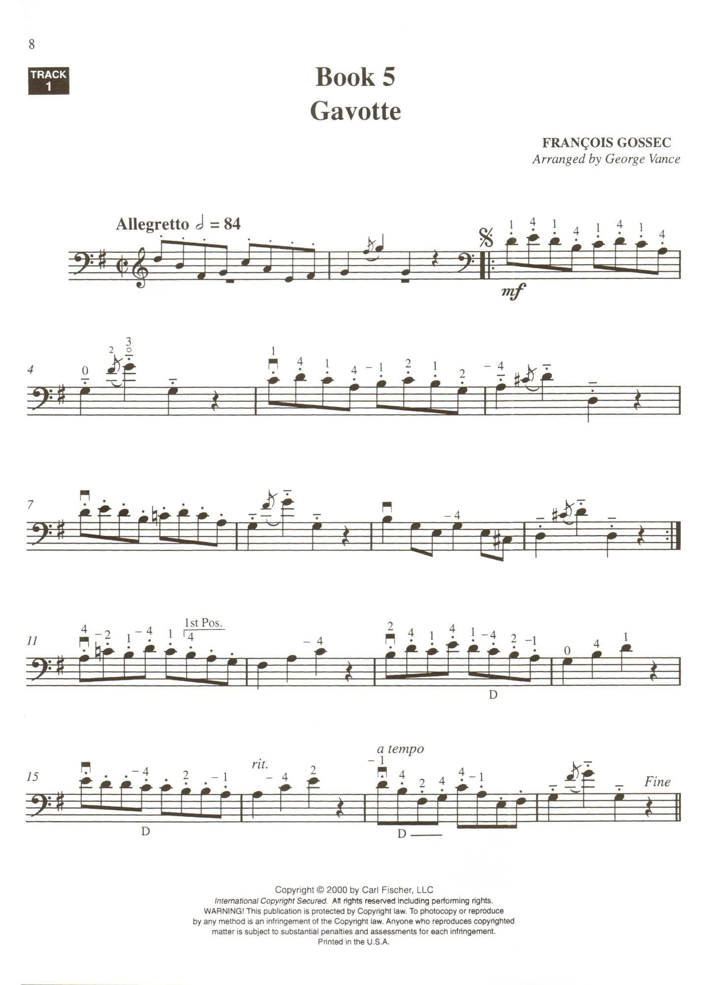 Progressive Repertoire for the Double Bass - Volume 3 Bass Book - by George Vance - Published by Carl Fischer - Image 4