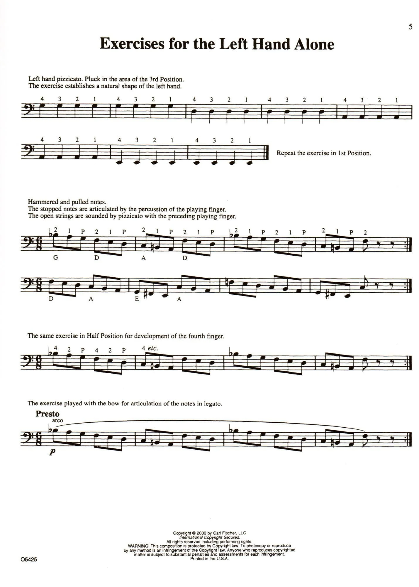 Vance - Vade Mecum For the Double Bass Published by Carl Fischer - Image 3