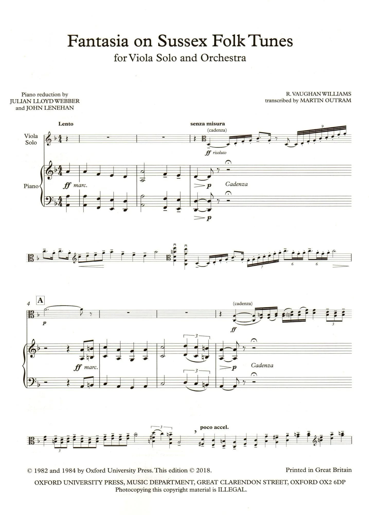 Vaughan Williams, R. - Fantasia on Sussex Folk Tunes - for Viola and Piano - Oxford University Press - Image 3