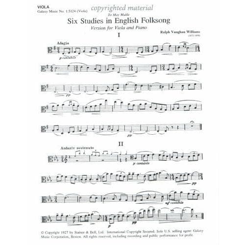 Vaughan Williams, Ralph - Six Studies in English Folksong - Viola and Piano - Galaxy Music Corporation - Image 2