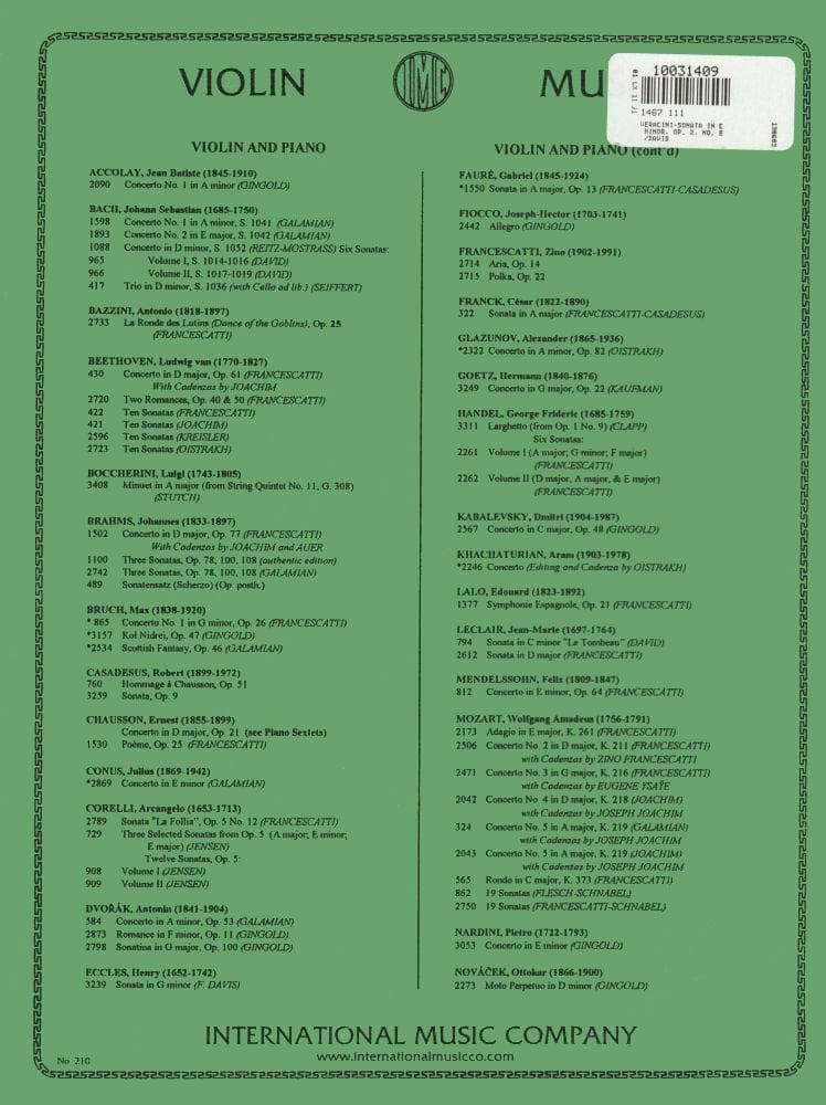 Veracini, FM - Violin and Piano - Violin Sonata in E Minor - edited by David/Hermann - International Music Company - Image 3