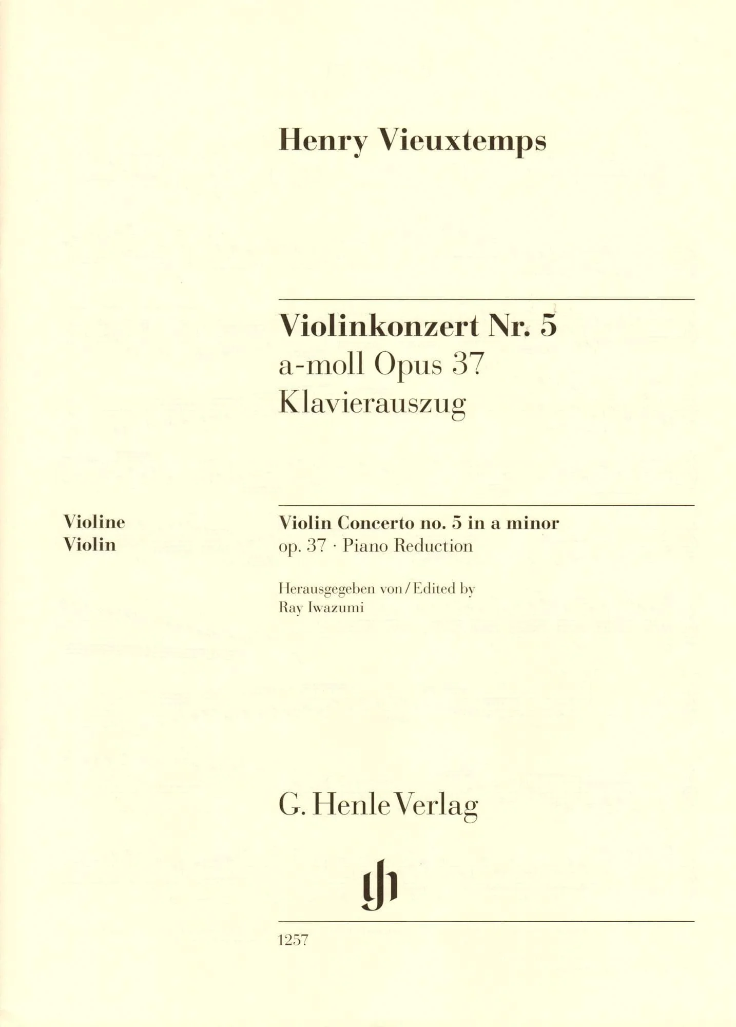 Vieuxtemps, Henri - Concerto No. 5 in A minor, Opus 37 - for Violin and Piano - edited by Iwazumi - G Henle Verlag URTEXT - Image 6