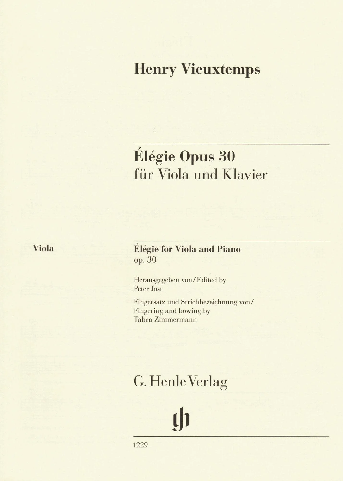 Vieuxtemps, Henri - Elegie, Opus 30 - for Viola and Piano - edited by Jost and Zimmermann - G Henle URTEXT - Image 6