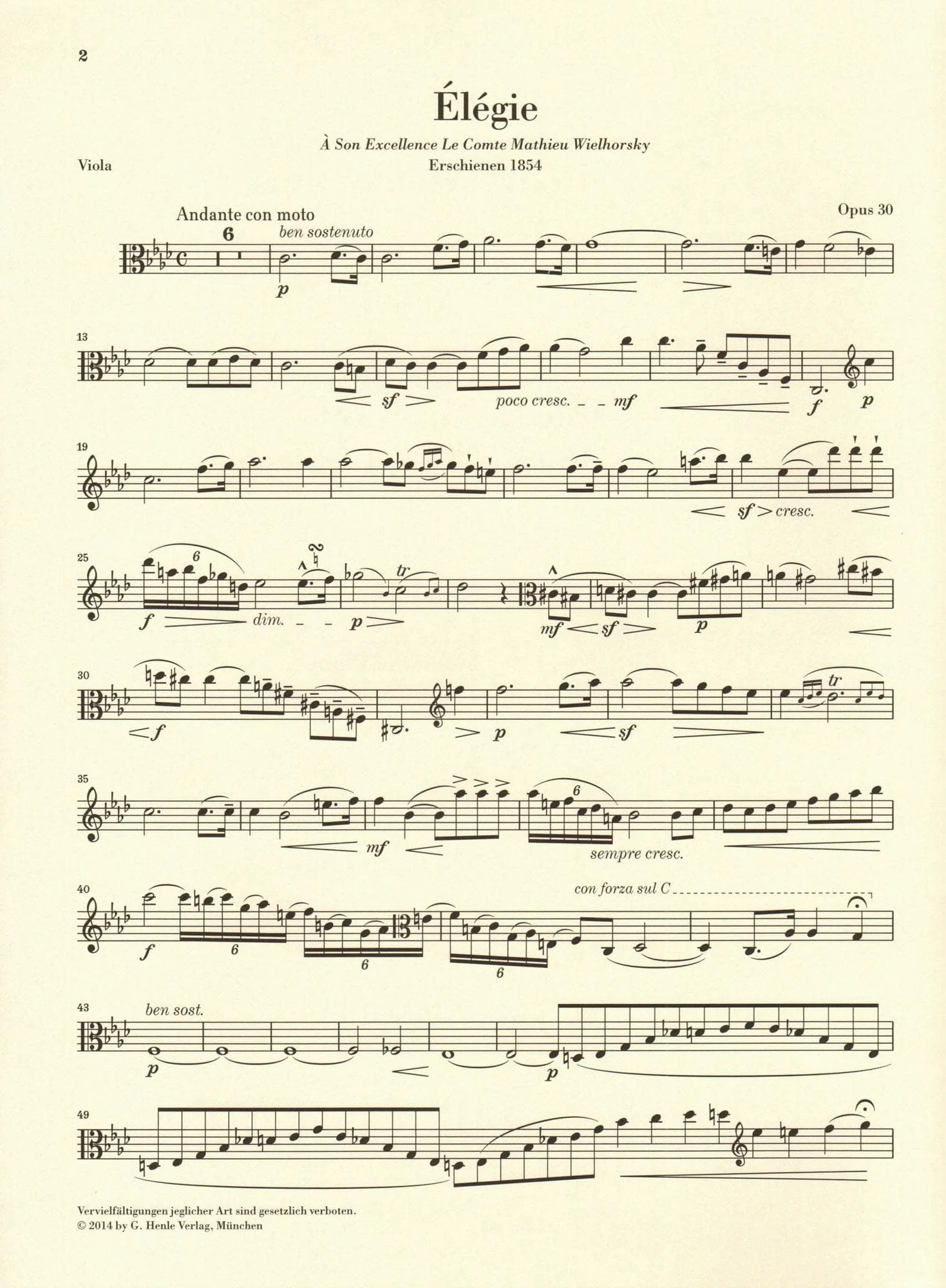 Vieuxtemps, Henri - Elegie, Opus 30 - for Viola and Piano - edited by Jost and Zimmermann - G Henle URTEXT - Image 9