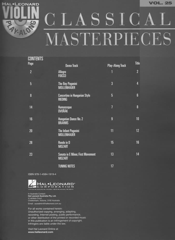 Violin Play-Along, Volume 25: Classical Masterpieces - Violin - Hal Leonard - Image 2