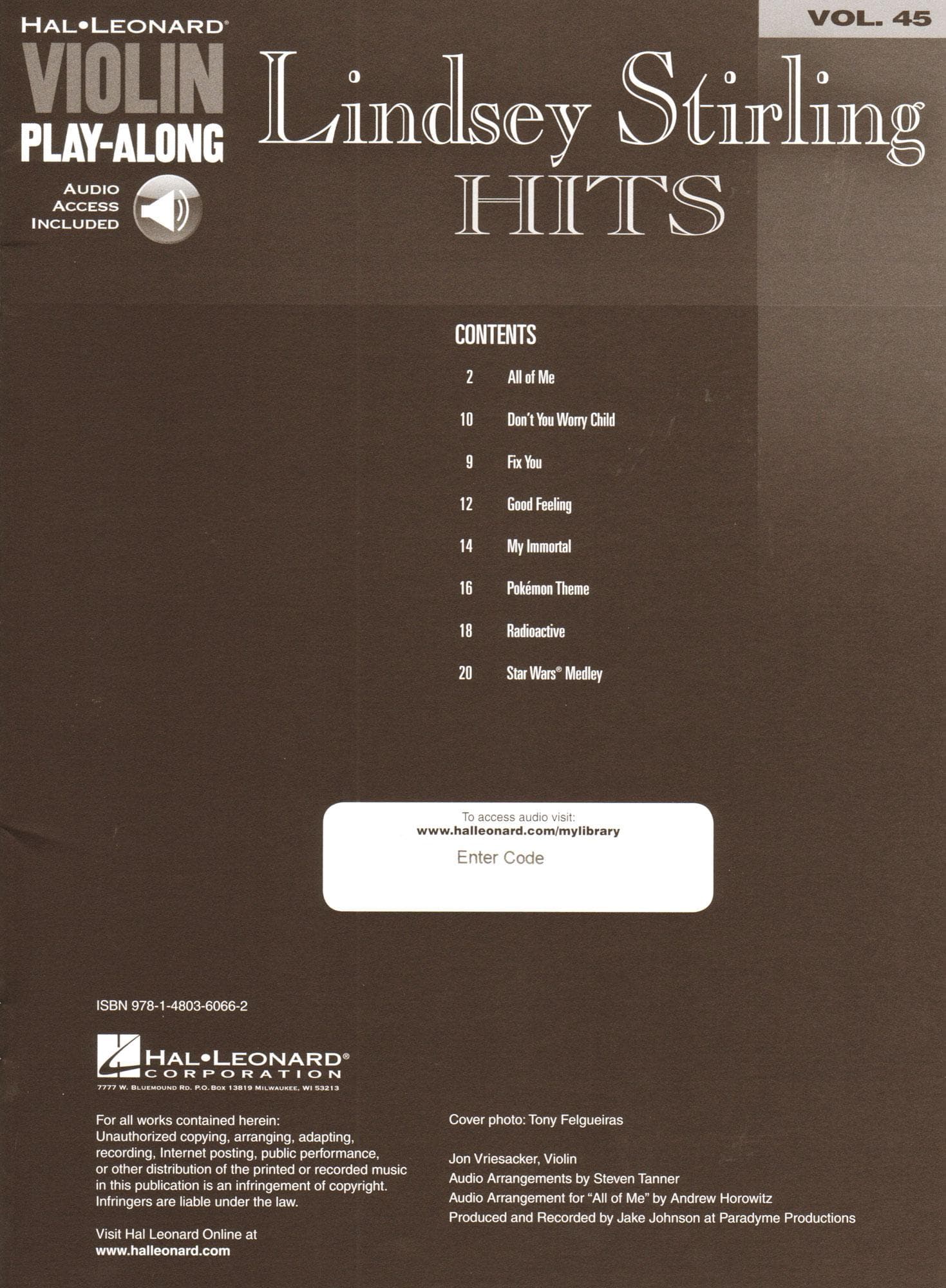 Lindsey Stirling Hits - Violin Play-Along Vol. 45 - for Violin with Audio Accompaniment - Hal Leonard - Image 2