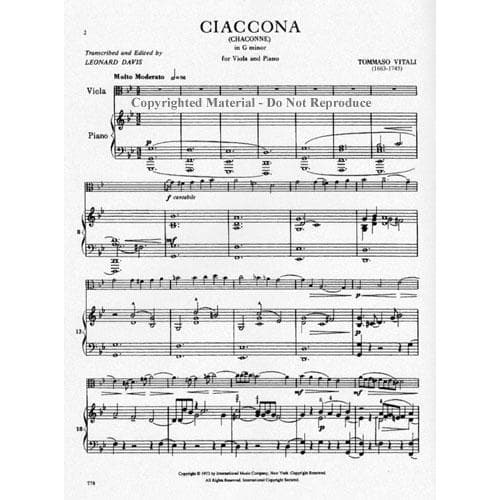 Vitali - Chaconne in g For Viola & Piano Published by International Music Company - Image 3