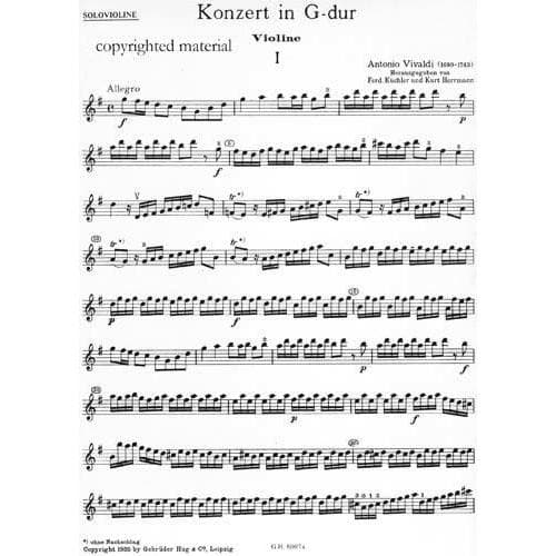 Vivaldi, Antonio - Concerto in G Major Op 3, No 3, RV 310 - Violin and Piano - edited by Ferdinand Kuchler and Kurt Herrmann - Edition Hug - Image 2