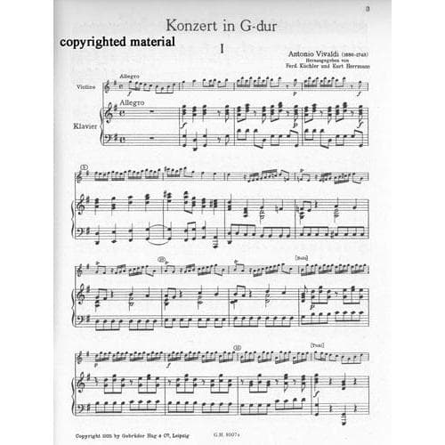 Vivaldi, Antonio - Concerto in G Major Op 3, No 3, RV 310 - Violin and Piano - edited by Ferdinand Kuchler and Kurt Herrmann - Edition Hug - Image 3