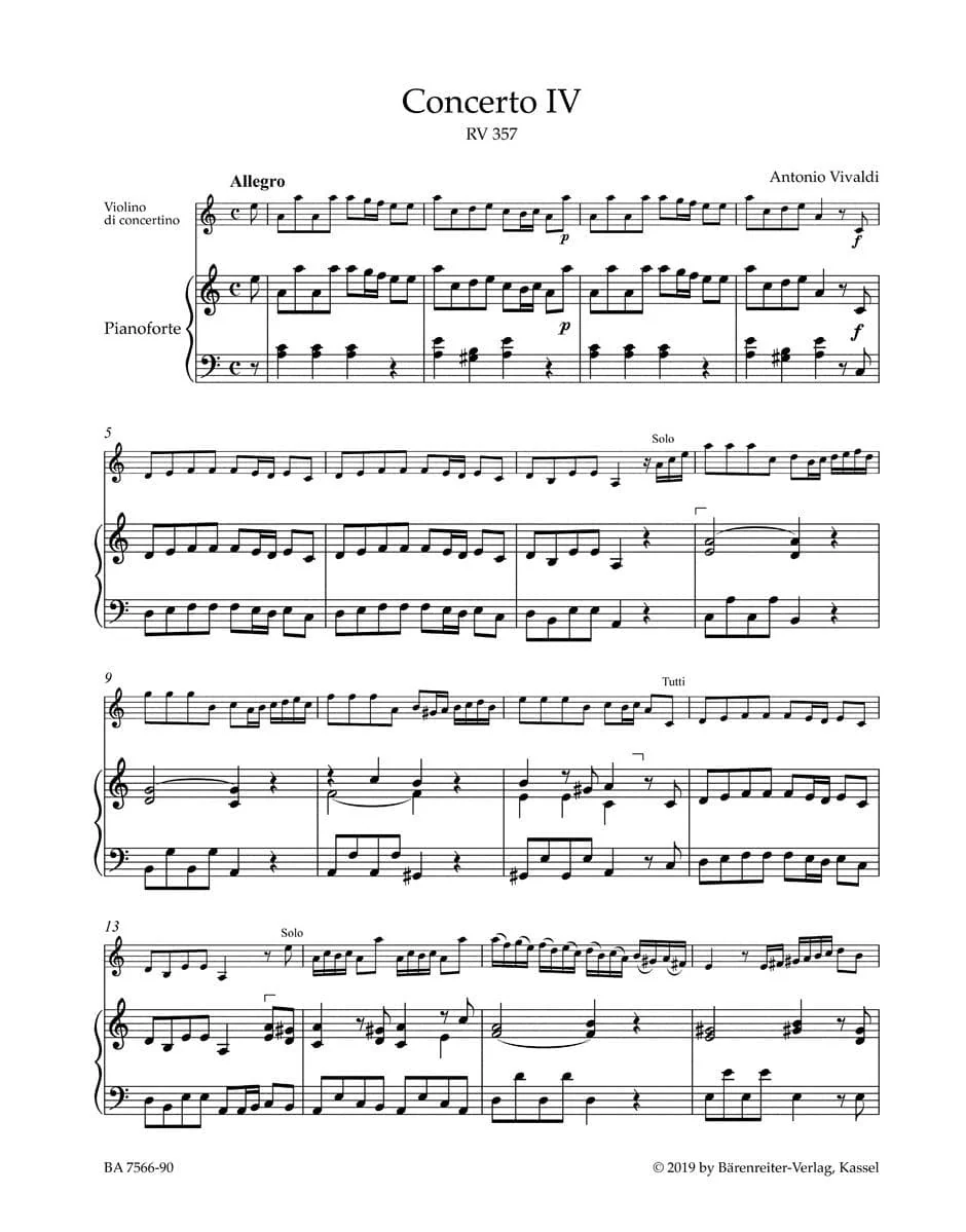 Vivaldi, Antonio - La Stravaganza Vol 1, 1-6 - Op 4 - for Violin and Piano - Barenreiter URTEXT - Image 3