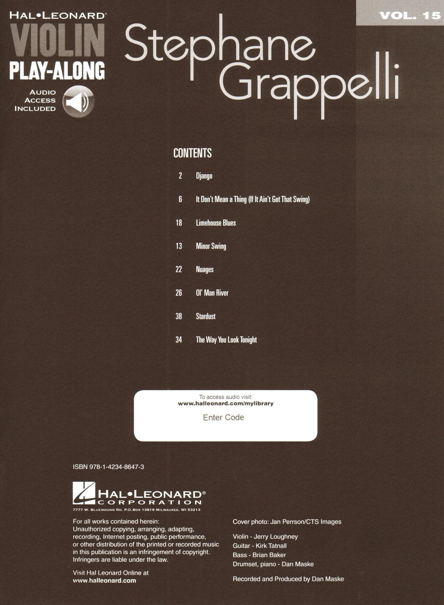 Stephane Grappelli - Violin Play-Along Volume 15: 8 Jazz Transcriptions - for Violin with Audio Accompaniment - Hal Leonard - Image 2