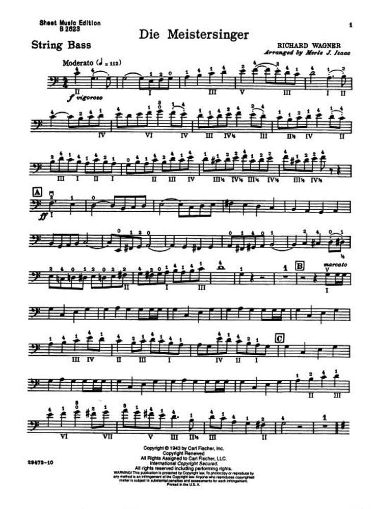 Wagner - The Meistersinger For Bass and Piano Arranged by Isaac Published by Carl Fischer - Image 3