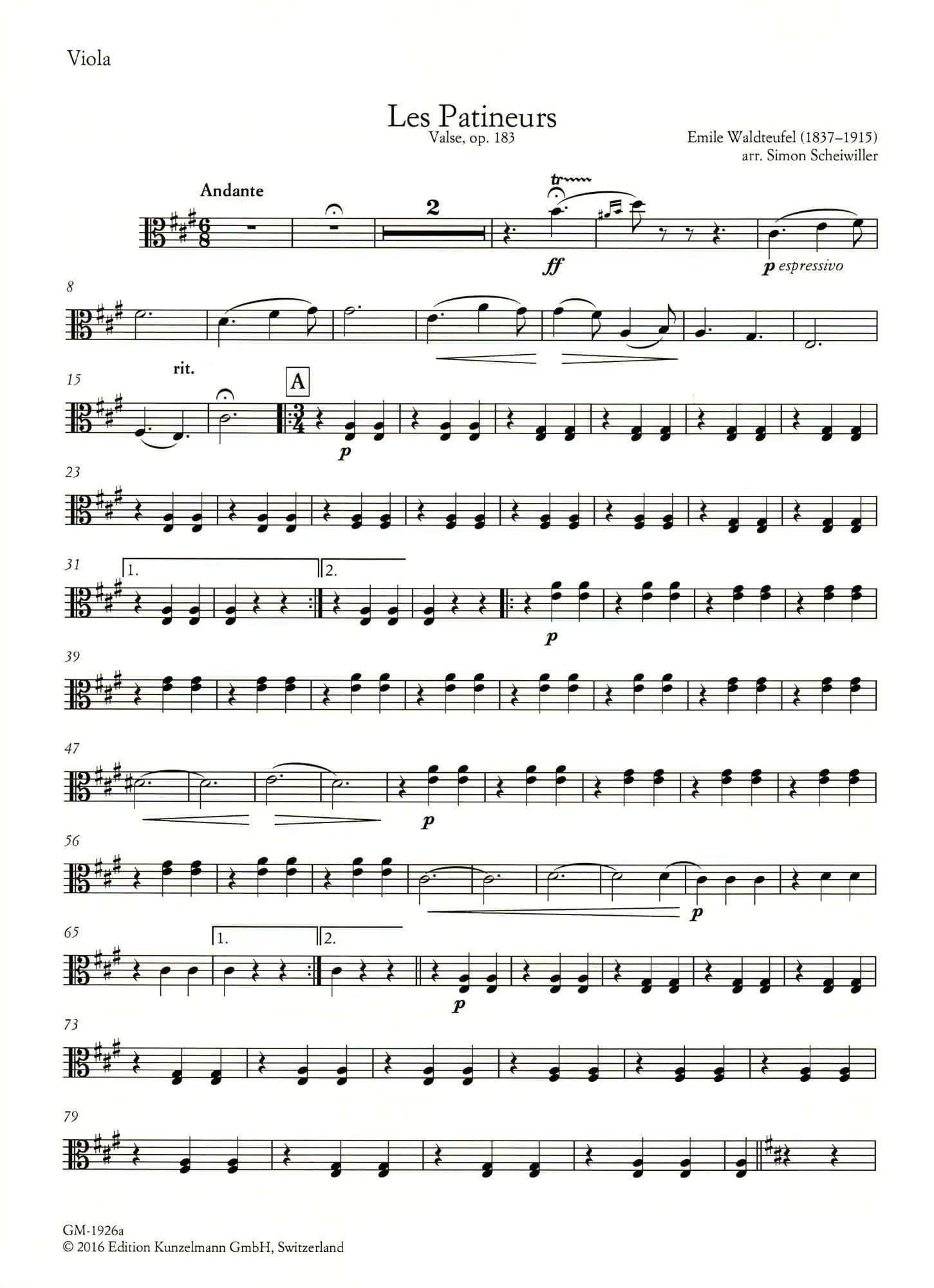 Waldteufel, Emile - The Skaters (Les Patineurs) Waltz, Opus 183 - for String Quartet - arranged by Simon Scheiwiller - Edition Kunzelmann - Image 6