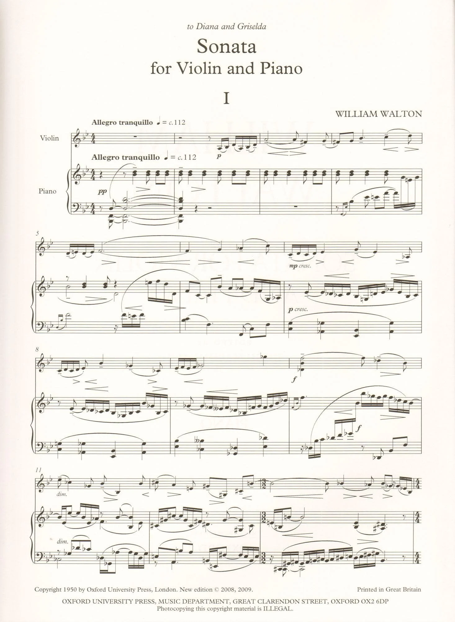 Walton, William - Sonata for Violin and Piano - Revised Edition by Hugh MacDonald - Oxford University Press - Image 2