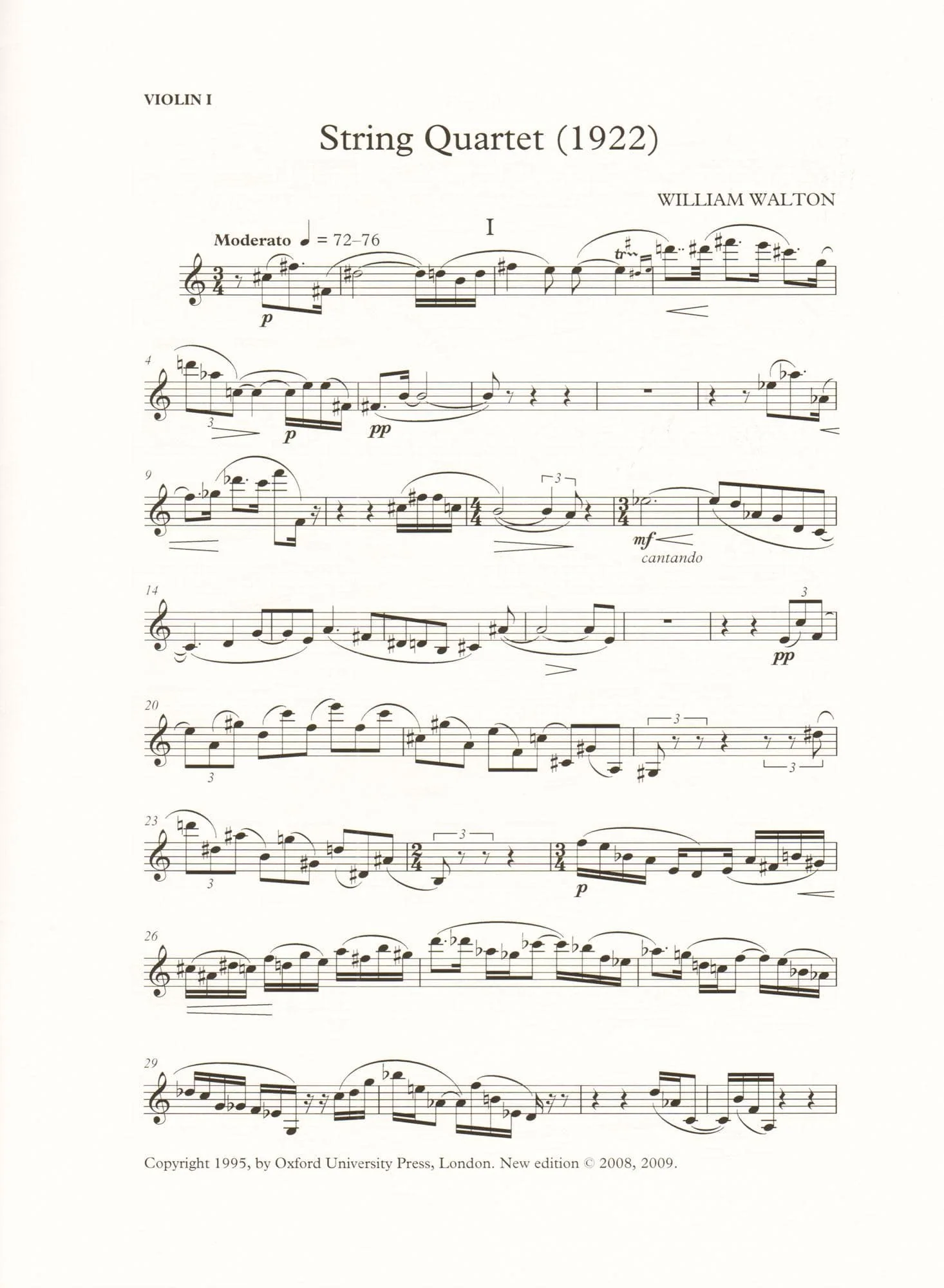 Walton, William - String Quartet (1922) - Set of Parts - edited by Hugh MacDonald - Oxford University Press - Image 3