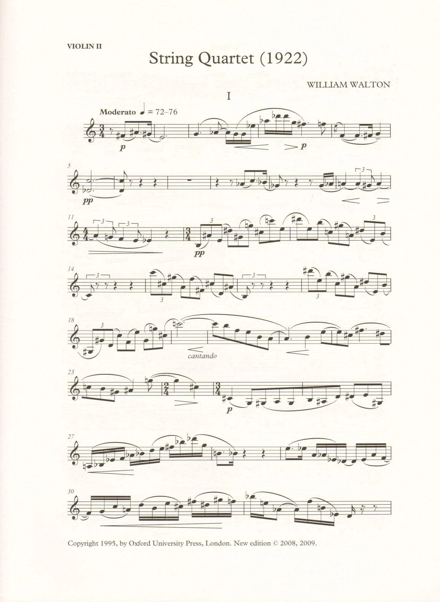 Walton, William - String Quartet (1922) - Set of Parts - edited by Hugh MacDonald - Oxford University Press - Image 4