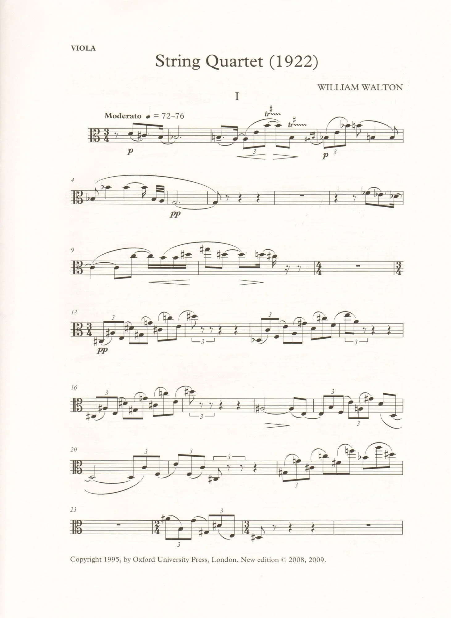 Walton, William - String Quartet (1922) - Set of Parts - edited by Hugh MacDonald - Oxford University Press - Image 5