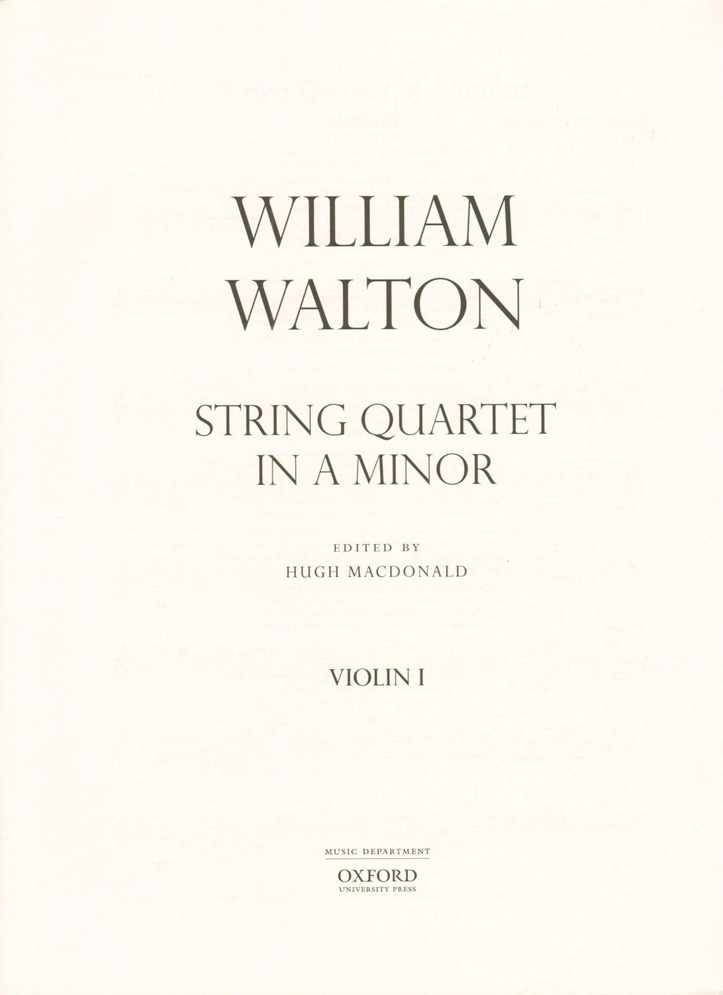 Walton, William - String Quartet in A Minor - Revised Edition by Hugh MacDonald - Oxford University Press - Image 2