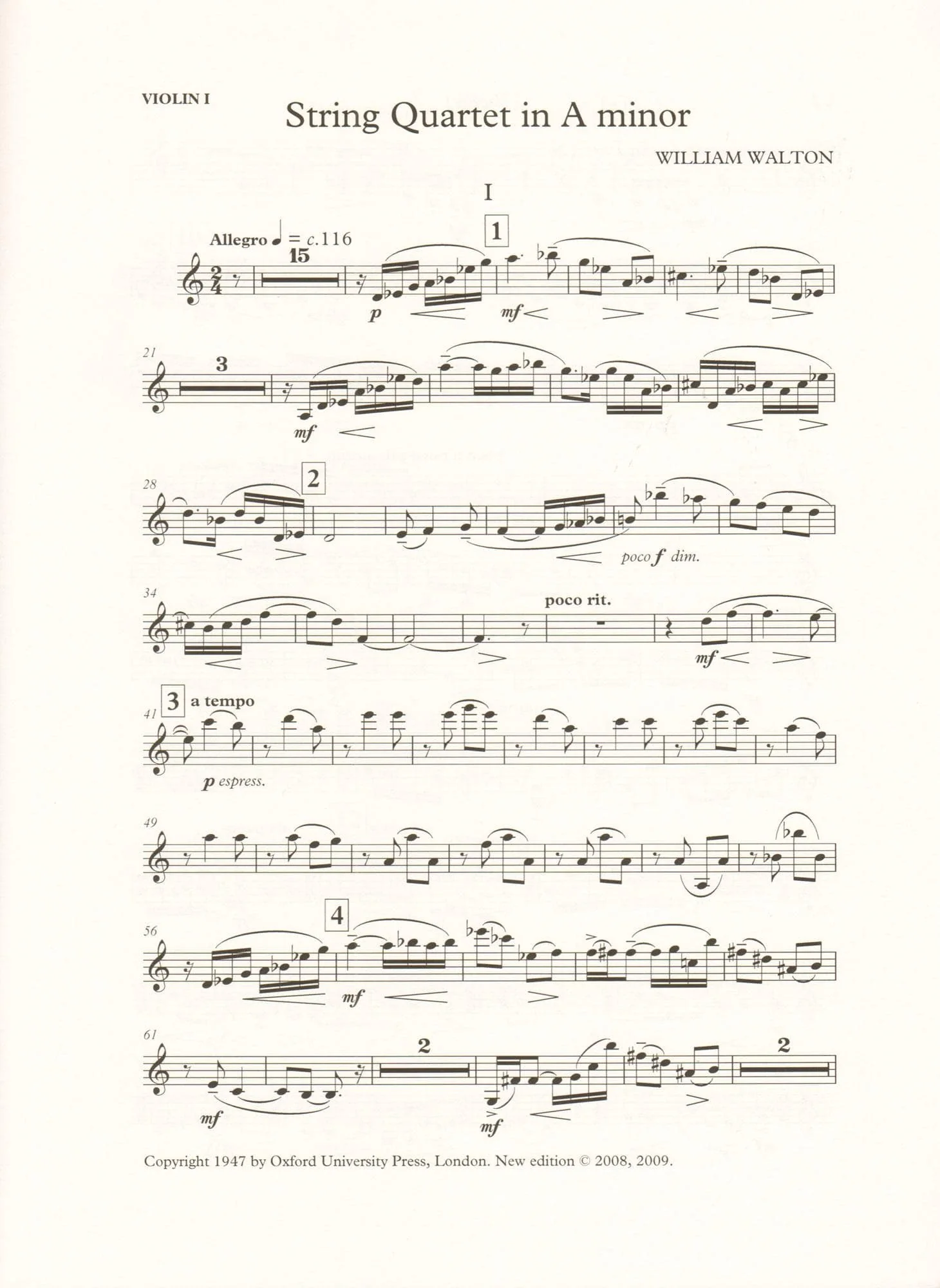 Walton, William - String Quartet in A Minor - Revised Edition by Hugh MacDonald - Oxford University Press - Image 3