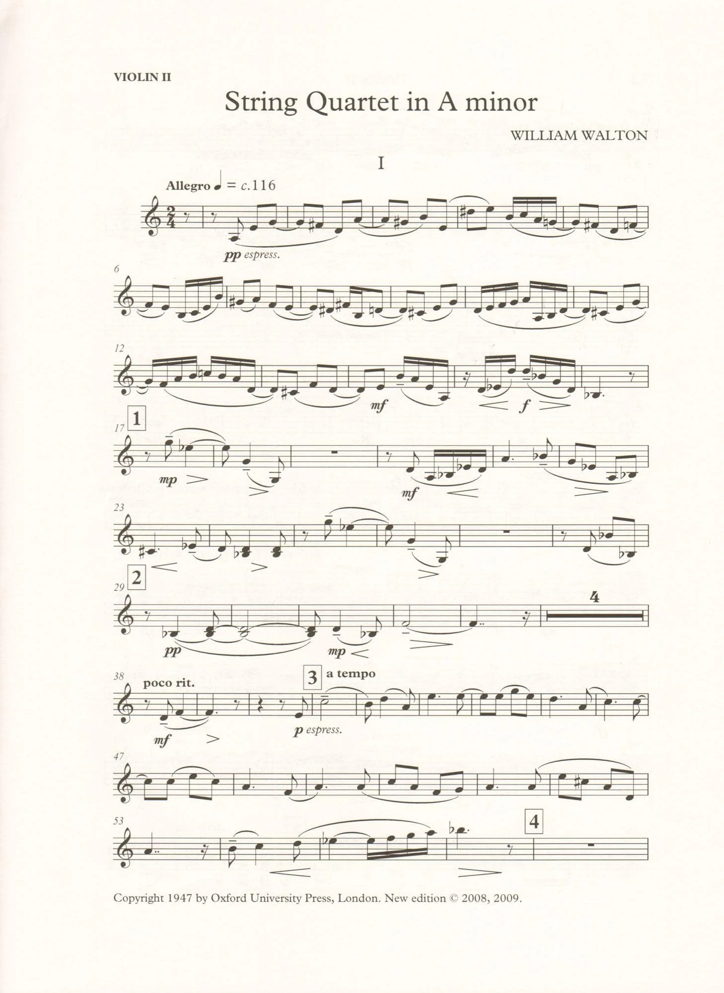 Walton, William - String Quartet in A Minor - Revised Edition by Hugh MacDonald - Oxford University Press - Image 4