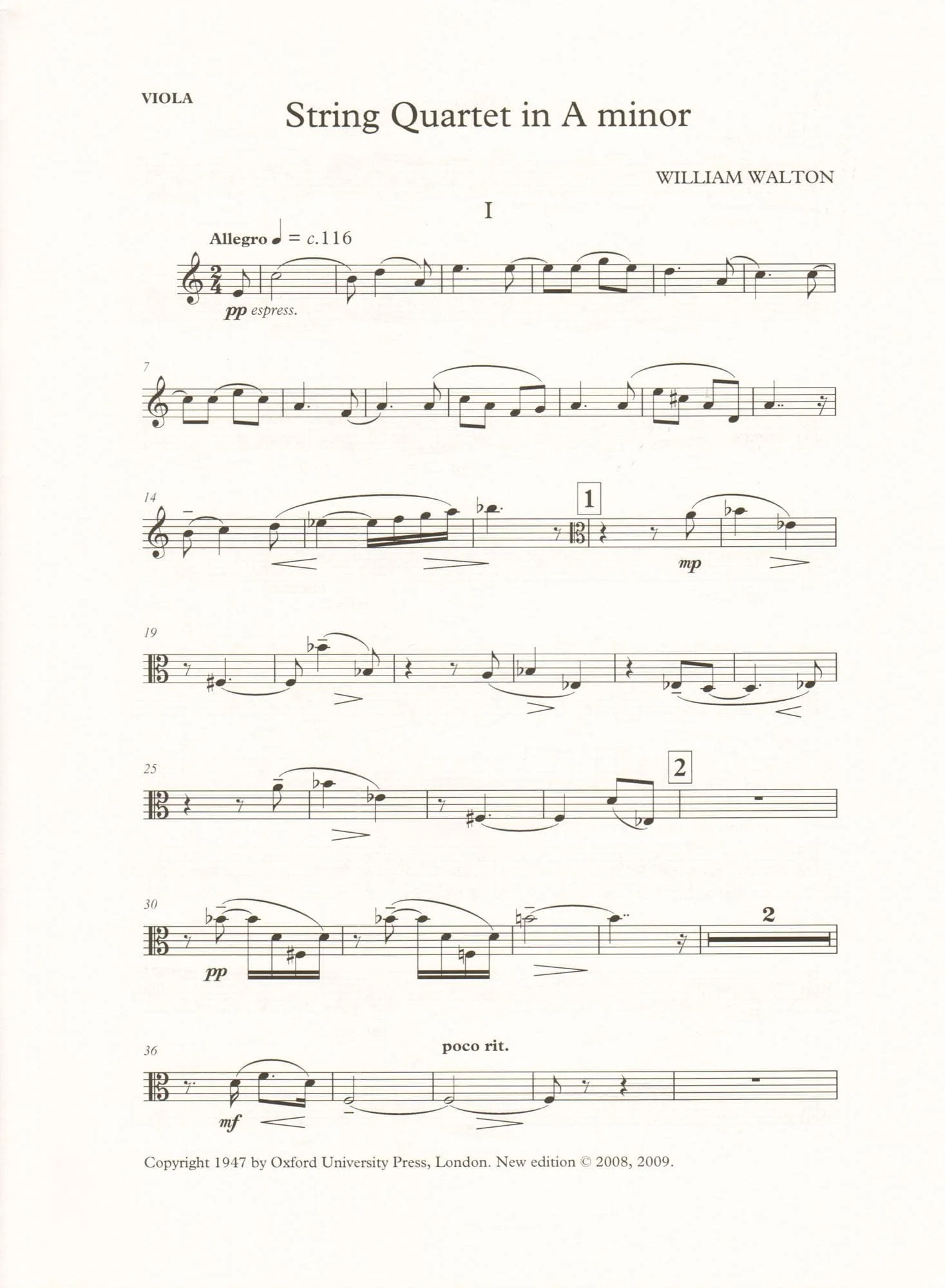 Walton, William - String Quartet in A Minor - Revised Edition by Hugh MacDonald - Oxford University Press - Image 5