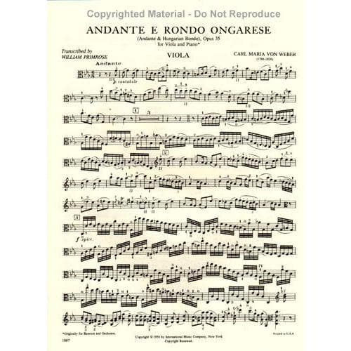 Weber - Andante and Rondo Ongarese Op 35 For Viola and Piano Edited by Primrose Published by International Music Company - Image 2
