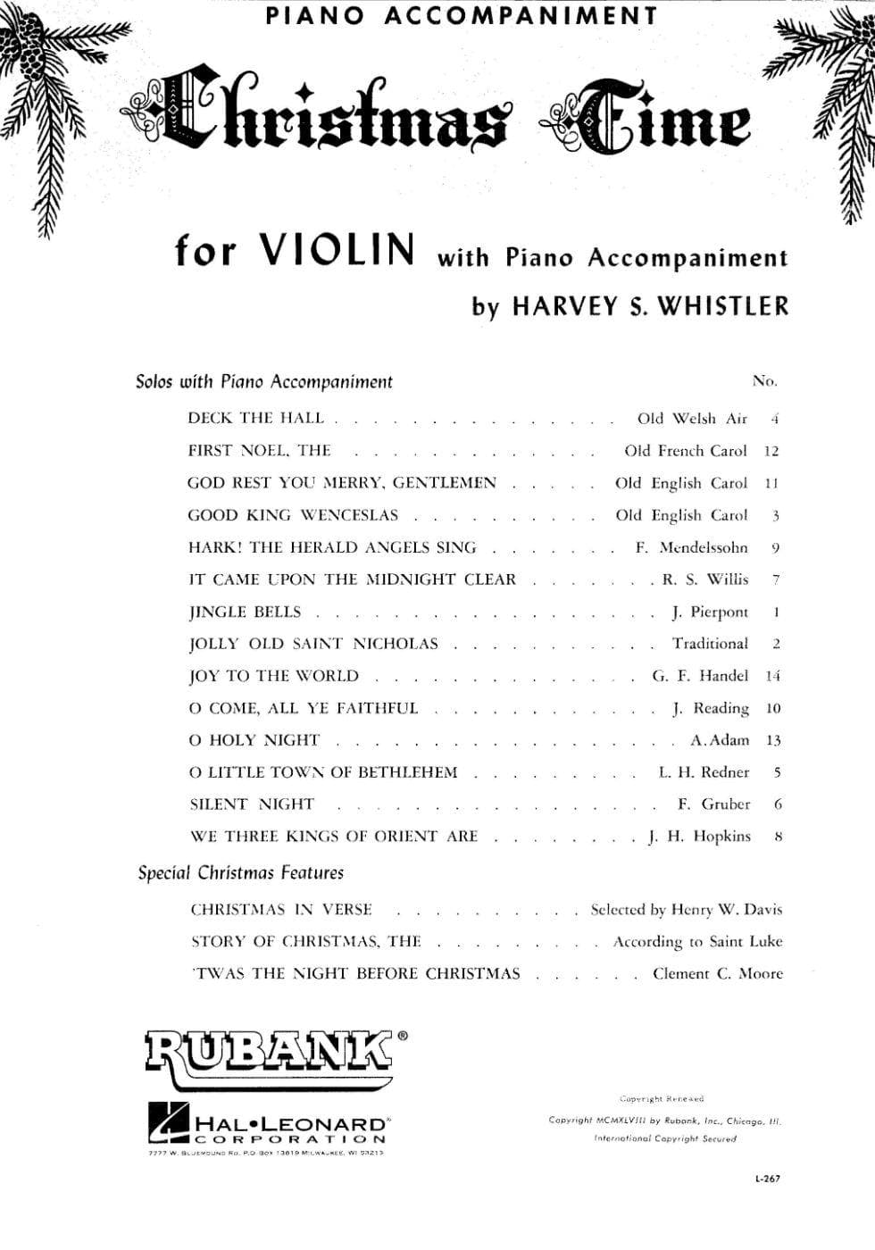 Whistler - Christmas Time For Violin Published by Rubank Publications - Image 2