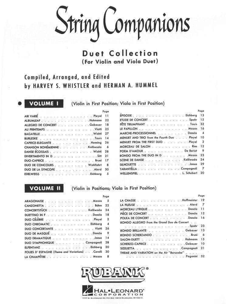 Whistler / Hummel - String Companions Duet Collection, Volume 1 - Violin and Viola - Rubank Publications - Image 2