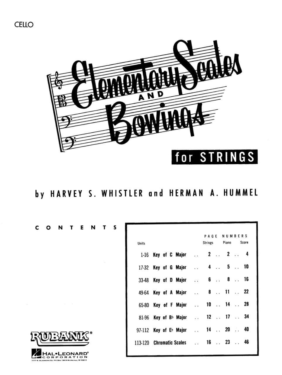 Whistler/Hummel - Elementary Scales & Bowings, for Cello Published by Rubank Publications - Image 2