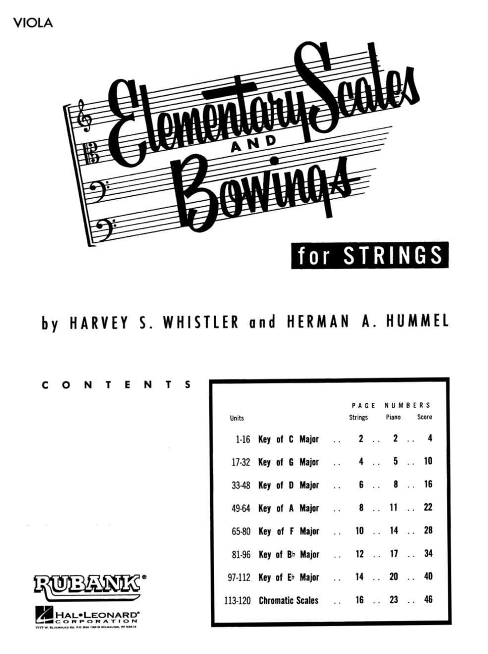 Whistler/Hummel - Elementary Scales & Bowings, for Viola Published by Rubank Publications - Image 2