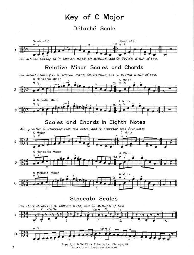 Whistler/Hummel - Intermediate Scales & Bowings, for Viola Published by Rubank Publications - Image 2