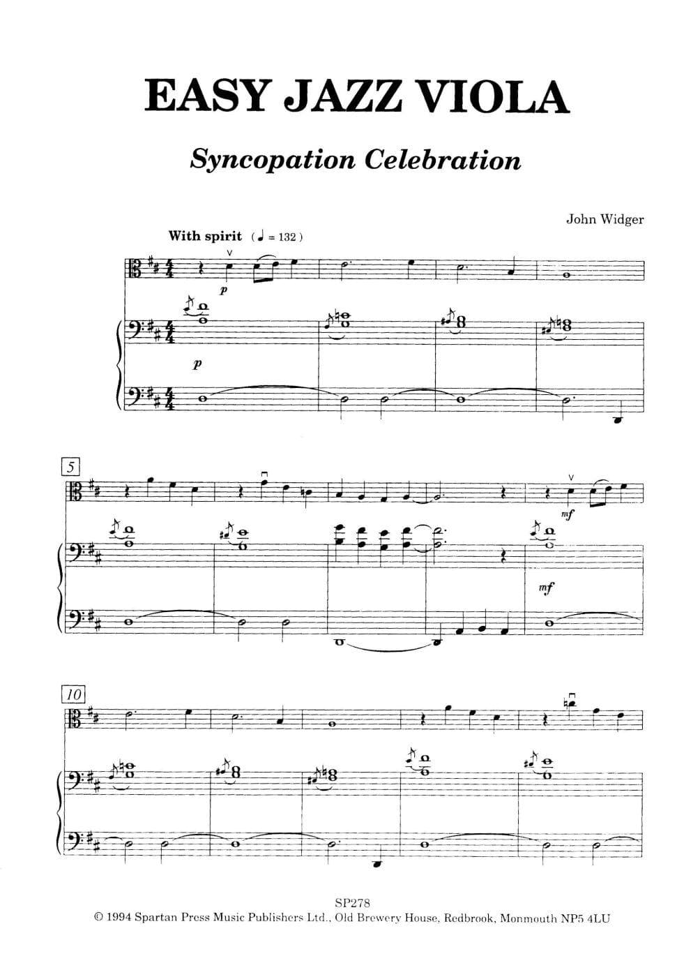 Widger - Easy Jazz Viola Published by Spartan Press - Image 2