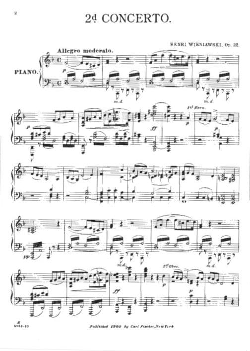 Wieniawski, Henryk - Violin Concerto No 2 in D Minor, Op 22 - for Violin and Piano -  edited by Pollitzer - Carl Fischer - Image 2