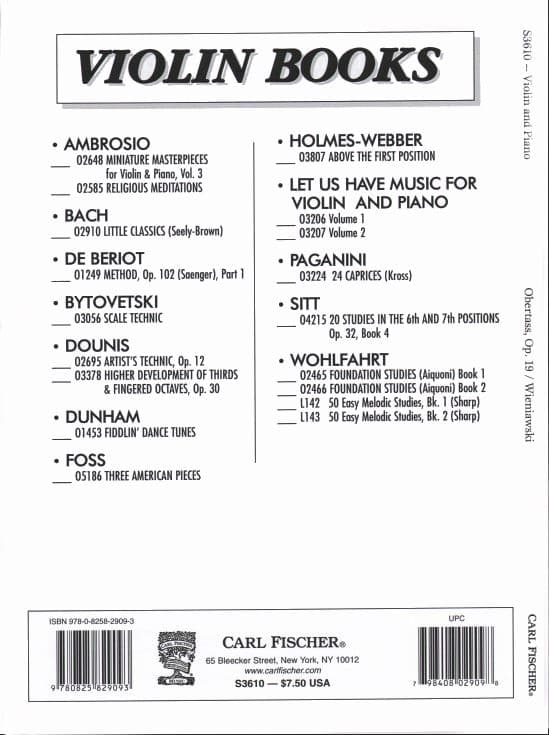 Wienawski, Henryk - Obertass (Mazurka), Op 19, No 1 - Violin and Piano - edited by A Pollitzer - Carl Fischer Edition - Image 4