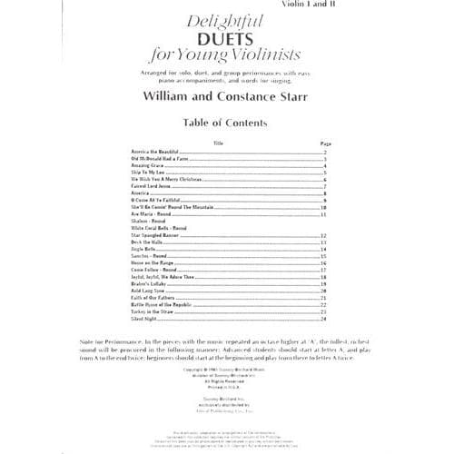 Delightful Duets for Young Violinists - Part 1 and 2 for Violin by William Starr - Image 2