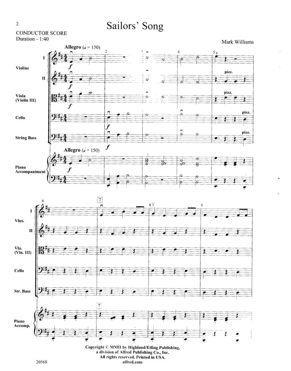 Williams-Sailor's Song Score and Parts - Image 3