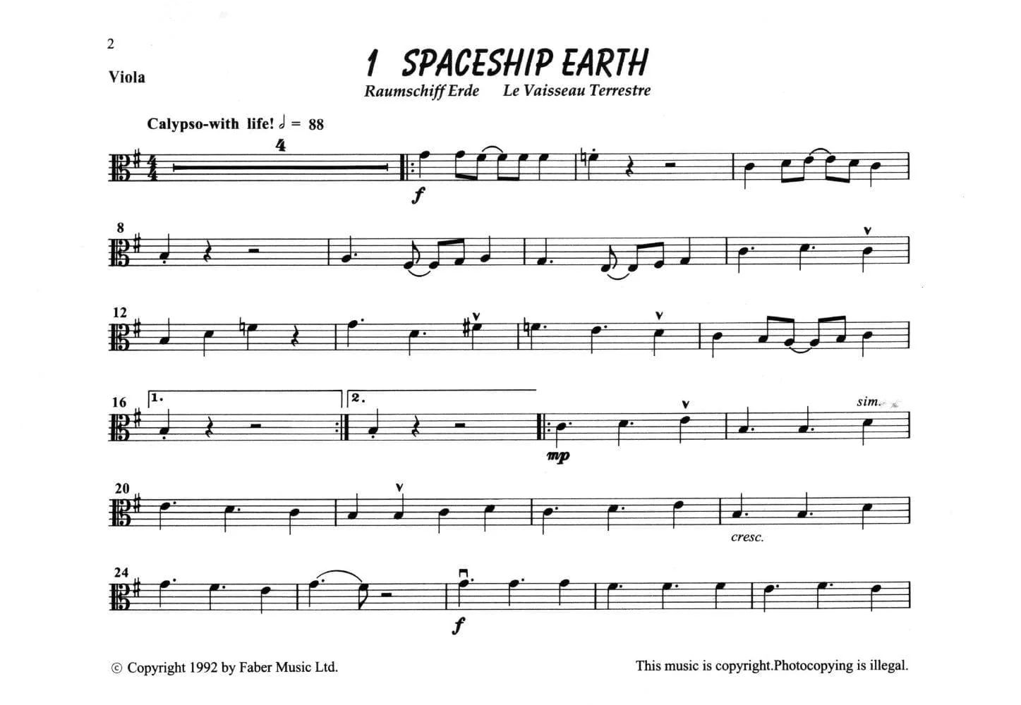 Wilson, Peter - Green String Pops, Viola Part For String Ensemble Published by Faber Music - Image 3